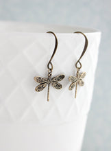 Load image into Gallery viewer, Little Dragonfly Earrings - Antiqued Copper