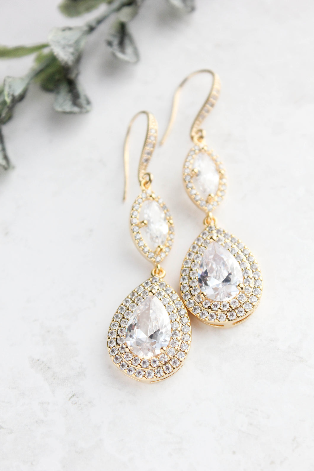 Rose Gold Sparkly Bridal Earrings