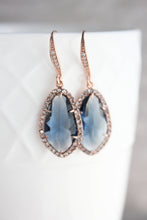 Load image into Gallery viewer, Sparkly Dangle Earrings - Navy /Rose Gold NEW