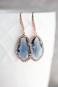 Sparkly Dangle Earrings - Navy /Rose Gold NEW