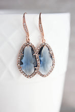 Load image into Gallery viewer, Sparkly Dangle Earrings - Navy /Rose Gold NEW