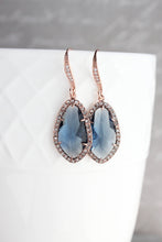 Load image into Gallery viewer, Sparkly Dangle Earrings - Navy /Rose Gold NEW