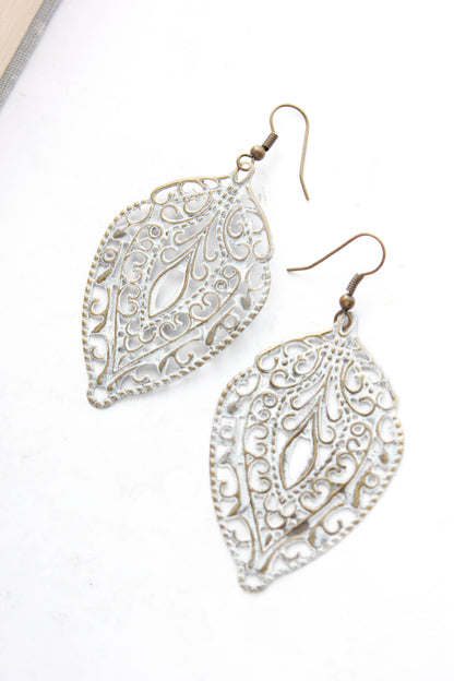 White Patina Filigree Earrings