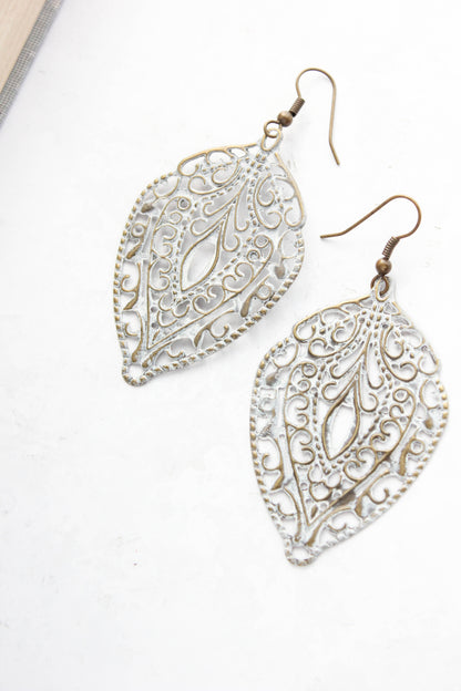 White Patina Filigree Earrings
