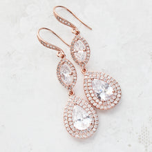Load image into Gallery viewer, Rose Gold Sparkly Bridal Earrings