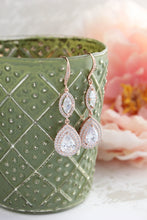 Load image into Gallery viewer, Rose Gold Sparkly Bridal Earrings