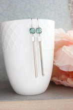 Load image into Gallery viewer, Blue and Cream Chain Tassle Earrings