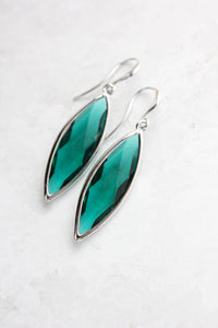 Marquis Drop Earrings - Emerald/Silver
