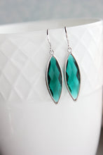 Load image into Gallery viewer, Marquis Drop Earrings - Emerald/Silver