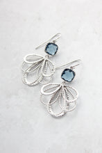 Load image into Gallery viewer, Silver Loop Earrings - Montana Blue