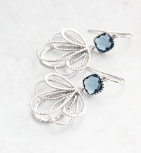 Load image into Gallery viewer, Silver Loop Earrings - Montana Blue