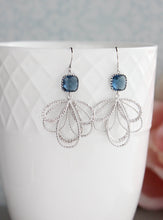 Load image into Gallery viewer, Silver Loop Earrings - Montana Blue