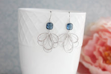 Load image into Gallery viewer, Silver Loop Earrings - Montana Blue
