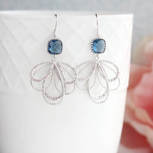 Load image into Gallery viewer, Silver Loop Earrings - Montana Blue