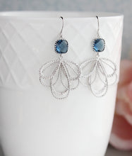 Load image into Gallery viewer, Silver Loop Earrings - Montana Blue