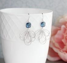 Load image into Gallery viewer, Silver Loop Earrings - Montana Blue