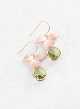 Load image into Gallery viewer, Rose Gold Orchid Earrings - Peridot