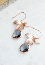 Load image into Gallery viewer, Rose Gold Orchid Earrings - Smoke