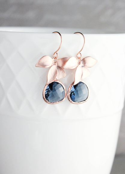 Navy Blue Orchid Earrings (3 styles)