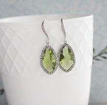 Load image into Gallery viewer, Sparkly Dangle Earrings - Green /Silver NEW