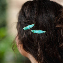 Load image into Gallery viewer, Rose Gold Feather Bobby Pins - 2 pc