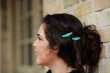 Load image into Gallery viewer, Verdigris Feather Bobby Pins - 2 pc