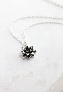 Lotus Necklace - Antiqued Silver