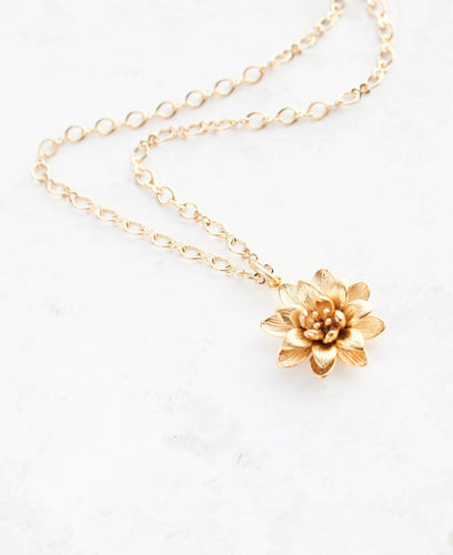 Gold Lotus Flower Necklace