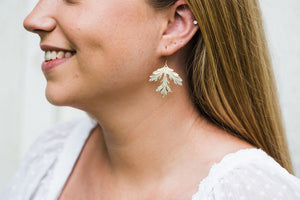 White Leaf Earrings
