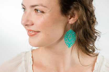 Big Filigree Earrings - Aqua