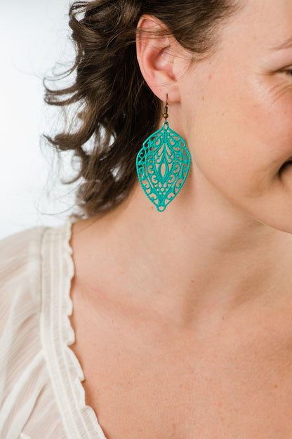 Big Filigree Earrings - Aqua