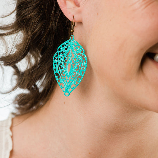 Big Filigree Earrings - Aqua