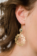 Load image into Gallery viewer, Gold Filigree Earrings - Aqua