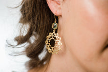 Load image into Gallery viewer, Gold Filigree Earrings - Aqua