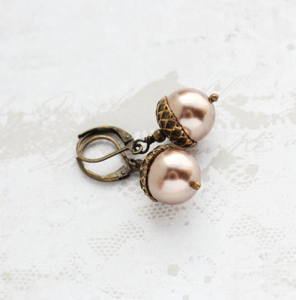 Acorn Necklace - Copper Pearl