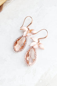 Orchid Sparkle Earrings - Peach/Rose Gold