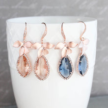 Load image into Gallery viewer, Orchid Sparkle Earrings - Peach/Rose Gold