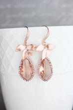 Load image into Gallery viewer, Orchid Sparkle Earrings - Peach/Rose Gold