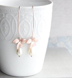 Orchid Pearl Earrings - Long