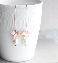 Load image into Gallery viewer, Rose Gold Orchid Earrings - Teal Pearl