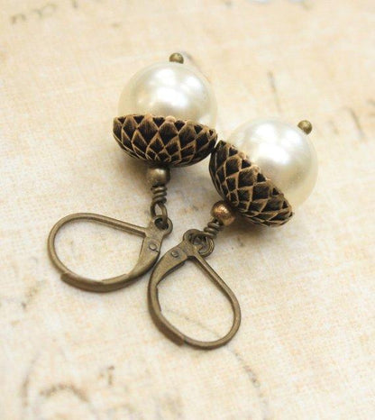 Pearl Acorn Earrings (16 Colors)