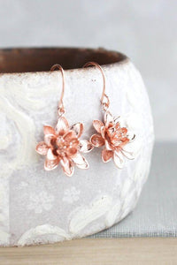 Lotus Flower Earrings - Antiqued Silver