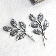 Branch Bobby Pins - Antiqued Silver (2 pin set)