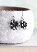 Load image into Gallery viewer, Lotus Flower Earrings - Matte Silver