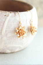 Load image into Gallery viewer, Lotus Flower Earrings - Antiqued Silver