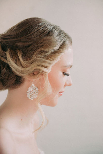 Lacy Filigree Earrings - Silver