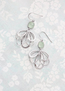 Silver Loop Earrings - Mint