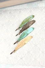 Load image into Gallery viewer, Verdigris Feather Bobby Pins - 2 pc