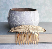Load image into Gallery viewer, Feather Comb - Gold Brass
