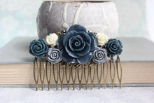 Load image into Gallery viewer, Grey and Navy Rose Comb - C1052
